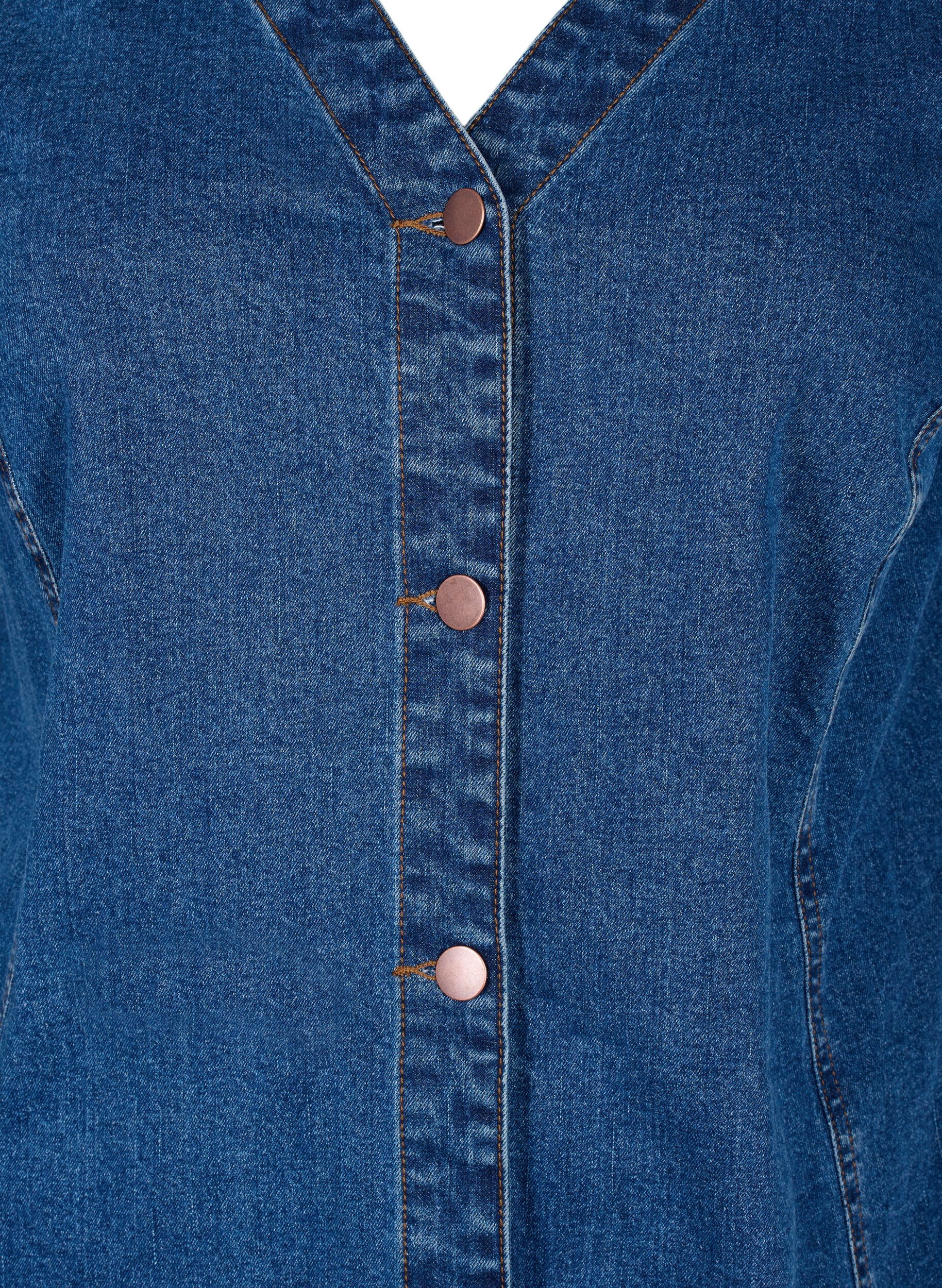 ZizziKurzes Jeanskleid mit V-Ausschnitt, Blau, Packshot image number 2