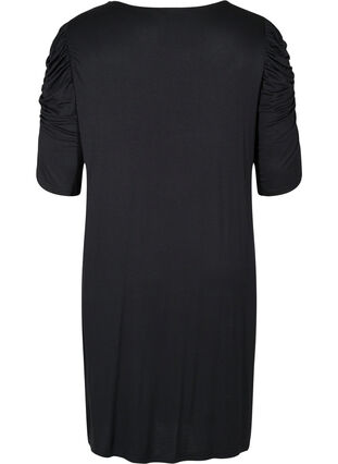 Einfarbiges Kleid aus Viskose mit 2/4-Ärmeln, Black, Packshot image number 1