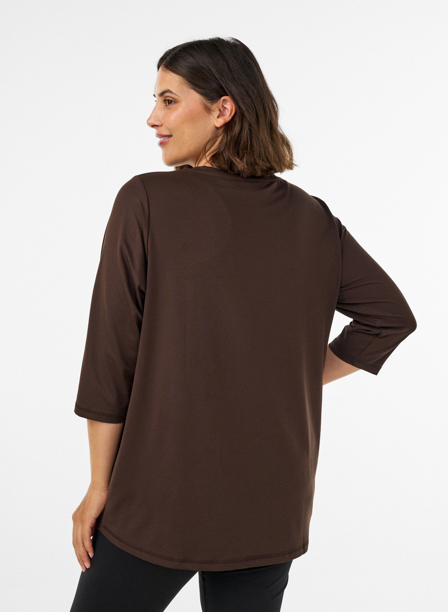 ZizziTrainingsshirt mit 3/4-&Auml;rmeln, Braun, Model image number 2