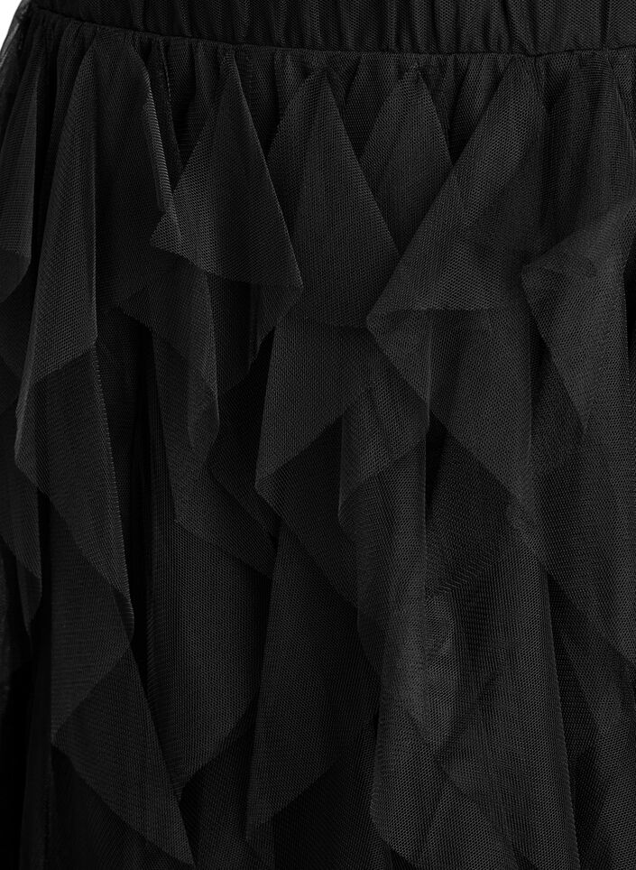Midi-T&uuml;llrock mit elastischem Bund, Schwarz, Packshot image number 2