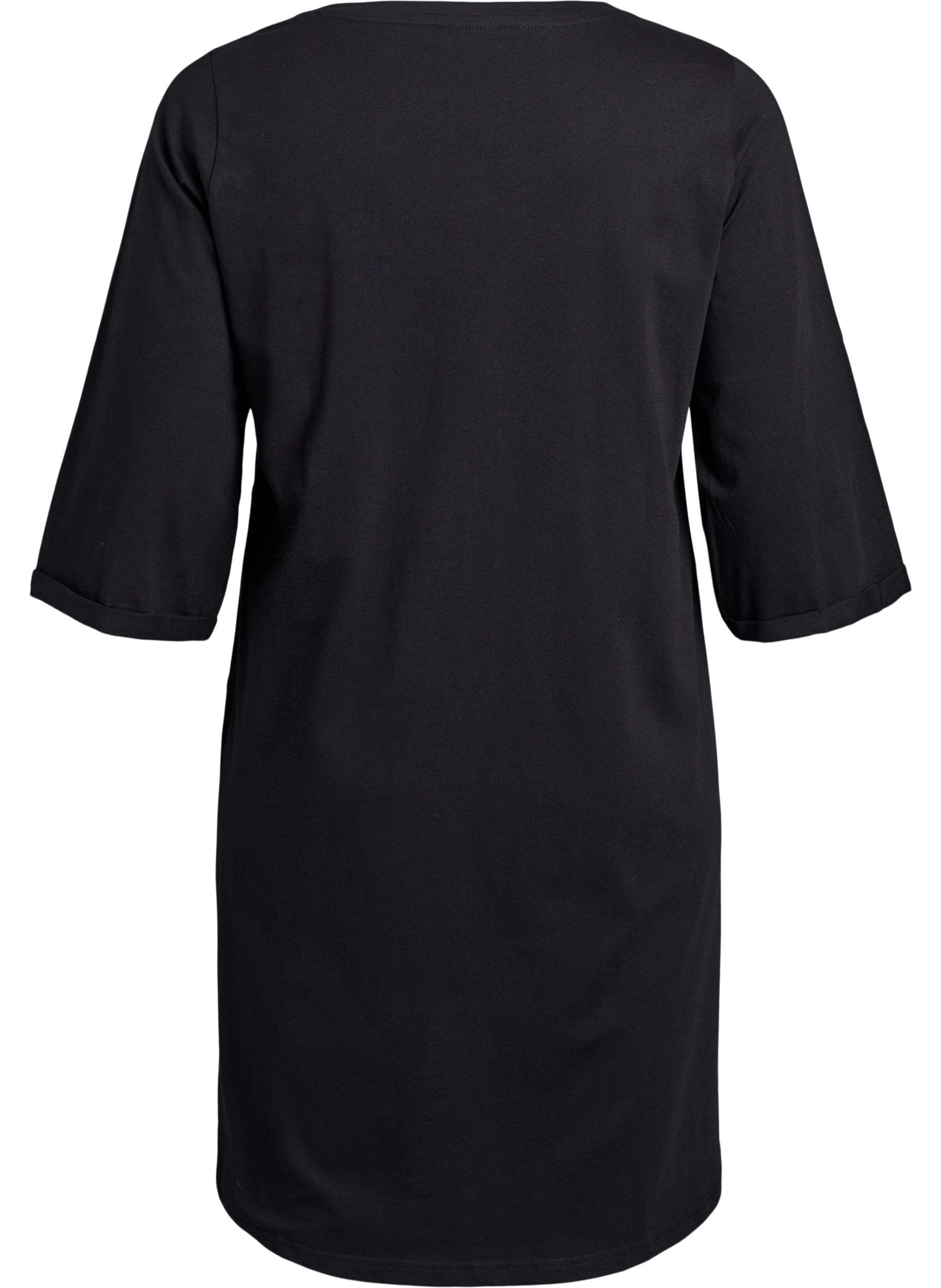 ZizziNachthemd aus Bio-Baumwolle mit weihnachtlichem Motiv, Schwarz, Packshot image number 1