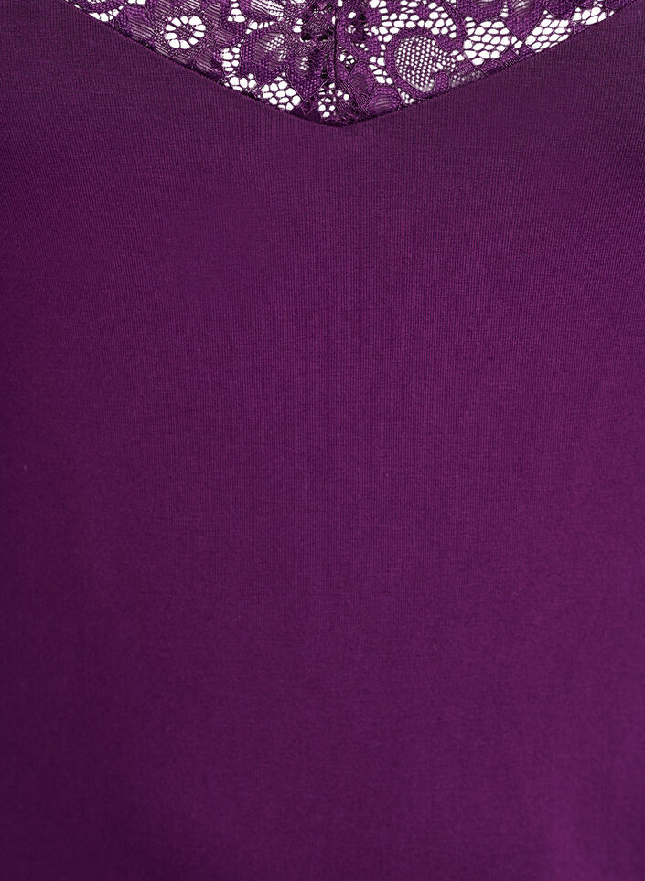 Top aus Viskose mit Spitze, Lila, Packshot image number 2