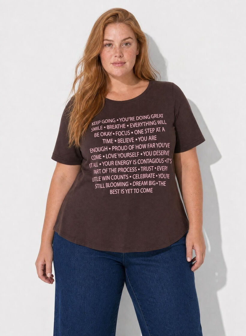 T-Shirt mit Print, Braun, Model image number 0