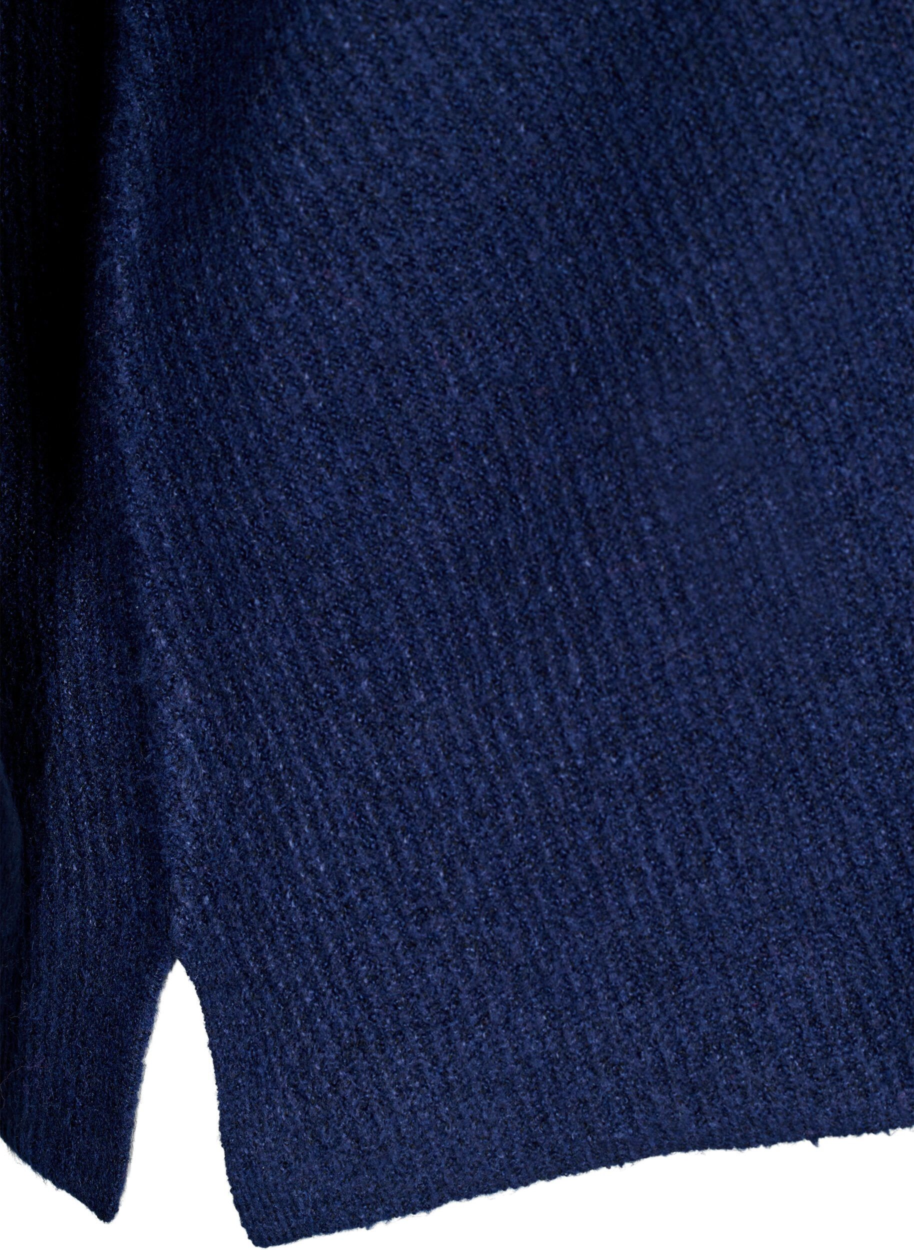 ZizziStrickbluse mit V-Ausschnitt und langen &Auml;rmeln, Naval A. Black Mel., Packshot image number 3