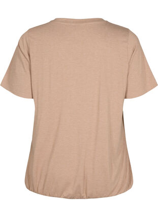 Meliertes T-Shirt mit elastischem Saum, Natural Mél, Packshot image number 1