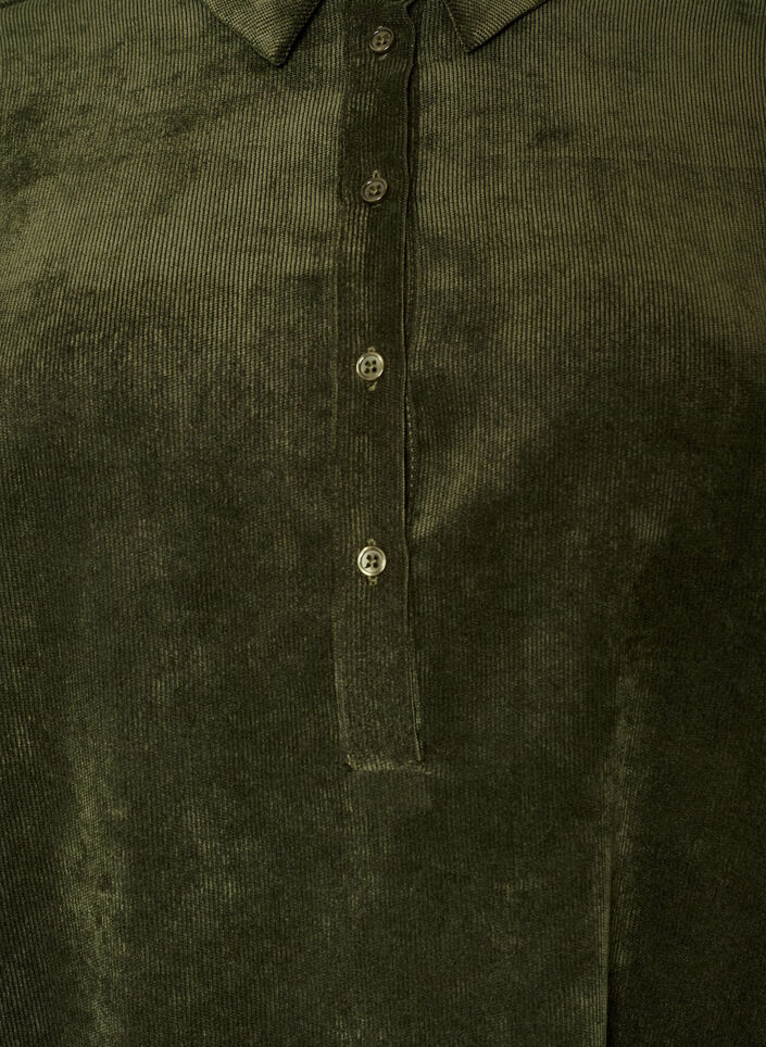 Hemdblusenkleid aus Cord mit Kragen und Knopfleiste, Gr&uuml;n, Packshot image number 2