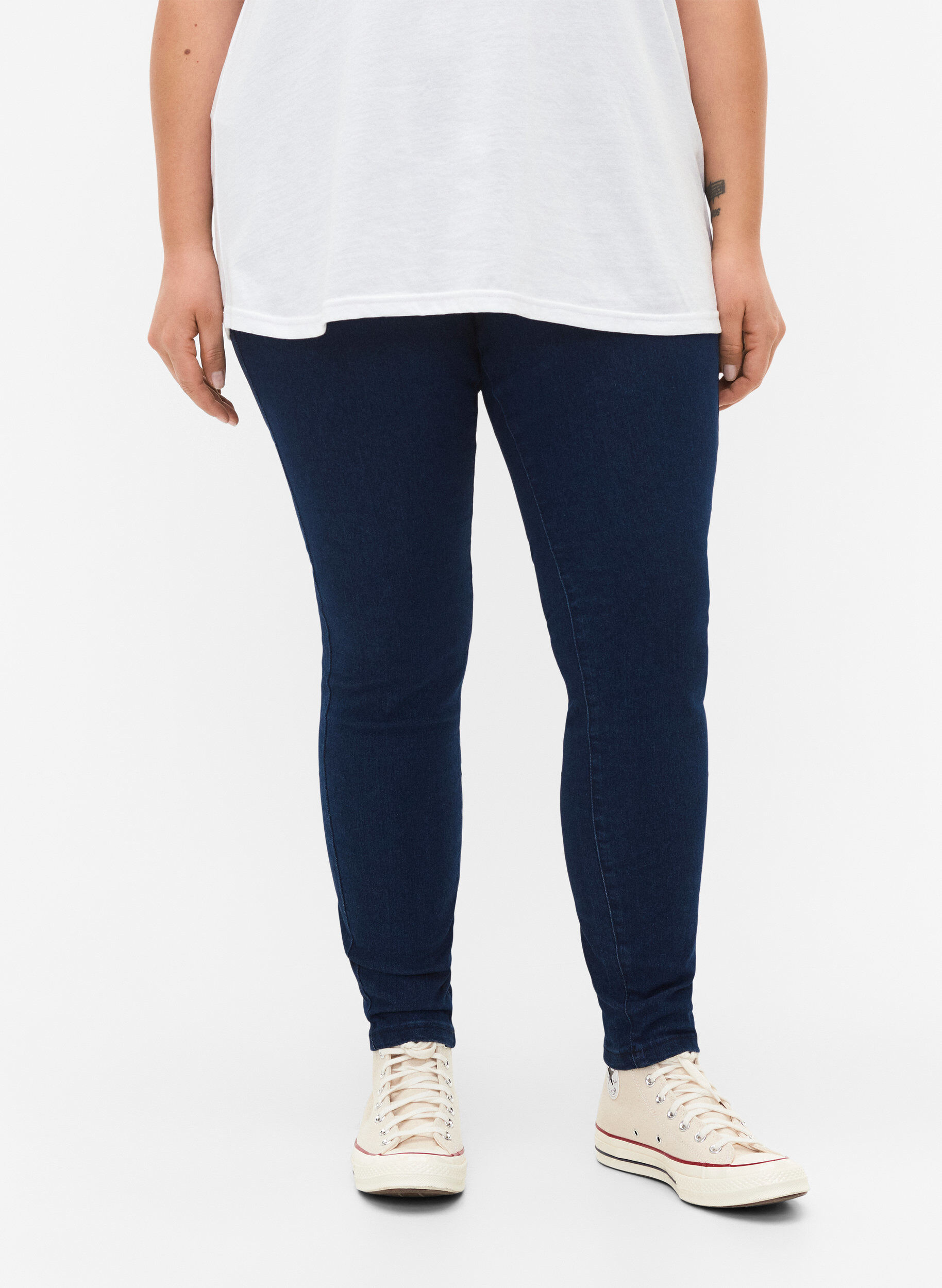 ZizziFLASH - Eng anliegende Jeggings mit hoher Taille, Blue denim, Model image number 2