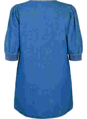 Tunika aus Denim mit V-Ausschnitt, Medium Blue Denim, Packshot image number 1