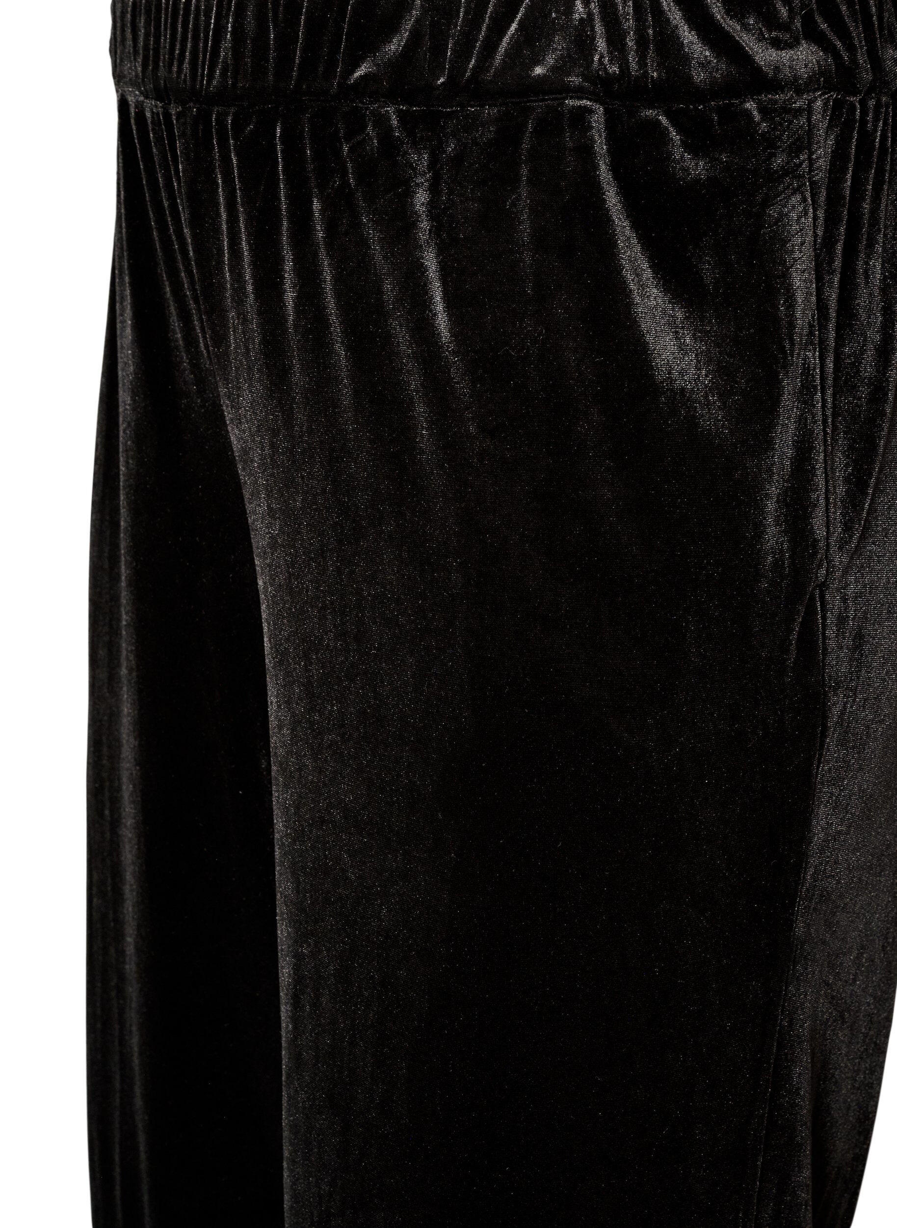 ZizziSamthose mit Spitzenbesatz und weitem Bein, Schwarz, Packshot image number 2