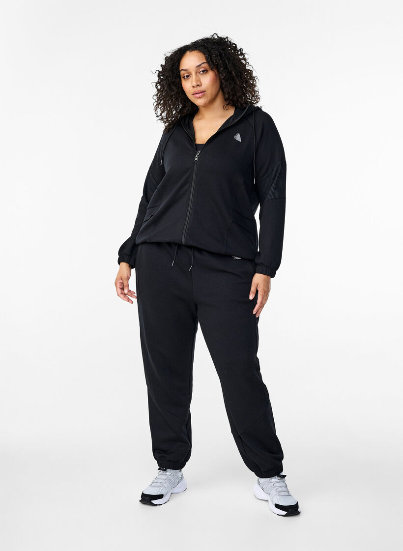 Sweatpants mit Strukturdetails, Black, Model image number 3
