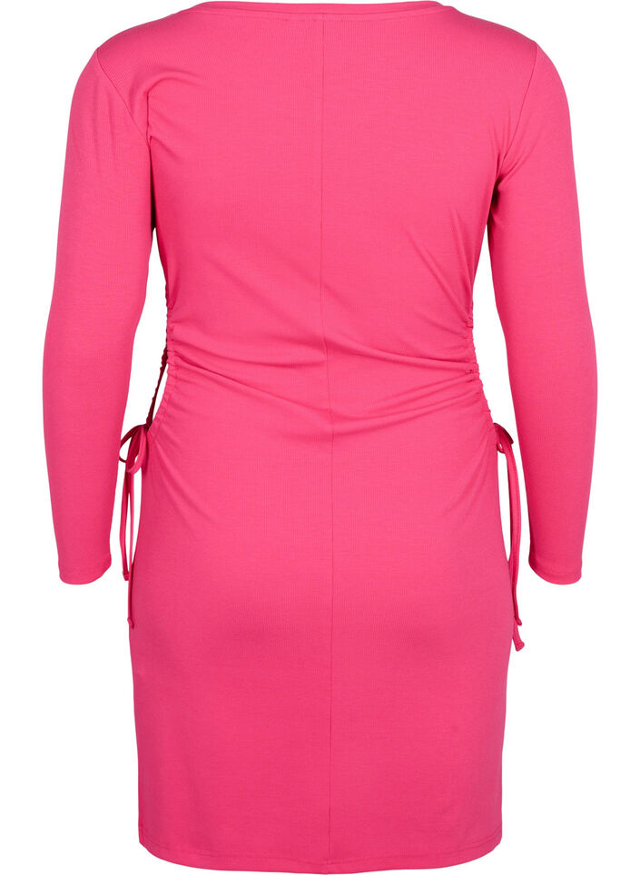Eng anliegendes Kleid mit Ausschnitt, Raspberry Sorbet, Packshot image number 1