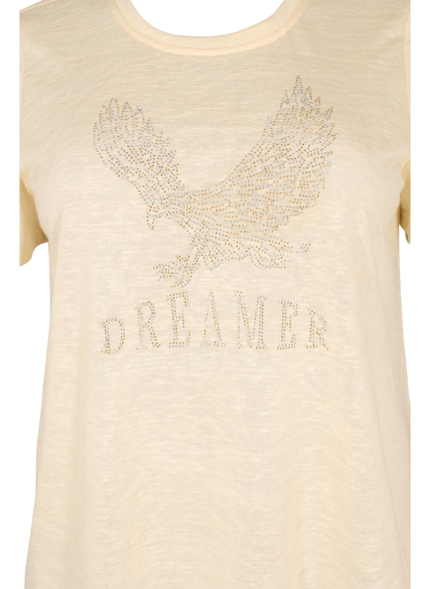 ZizziT-Shirt mit Nieten und Rundhalsausschnitt, Buttercream, Packshot image number 2