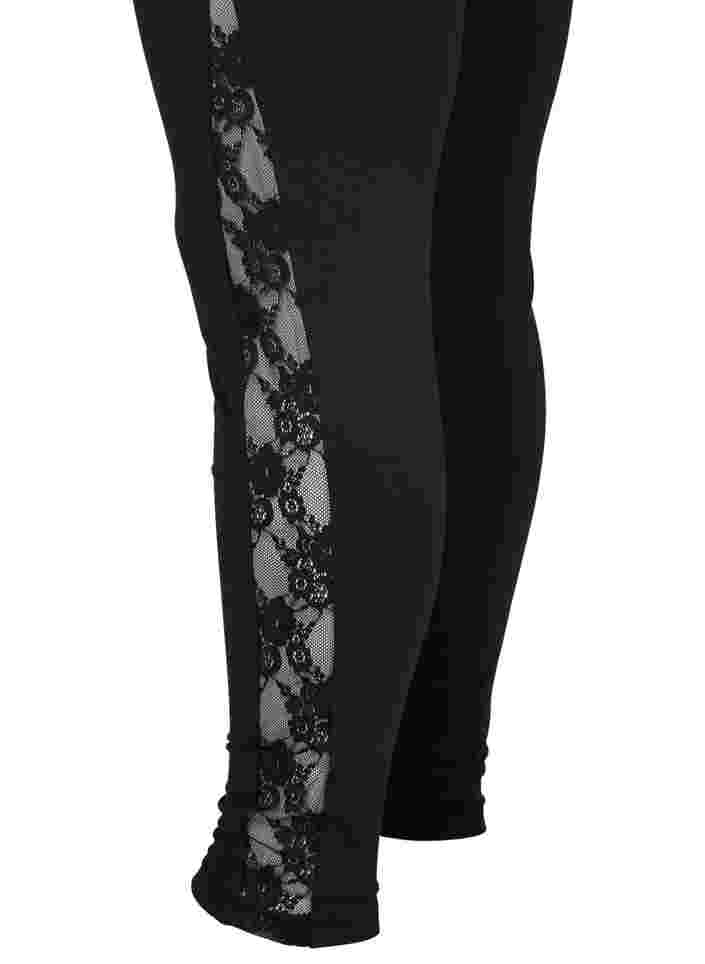 Leggings aus Viskose mit Spitzendetails, Black, Packshot image number 3