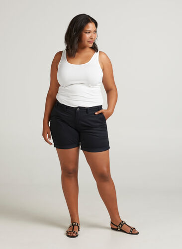 Regular Fit Shorts aus Baumwolle, Black, Model image number 0