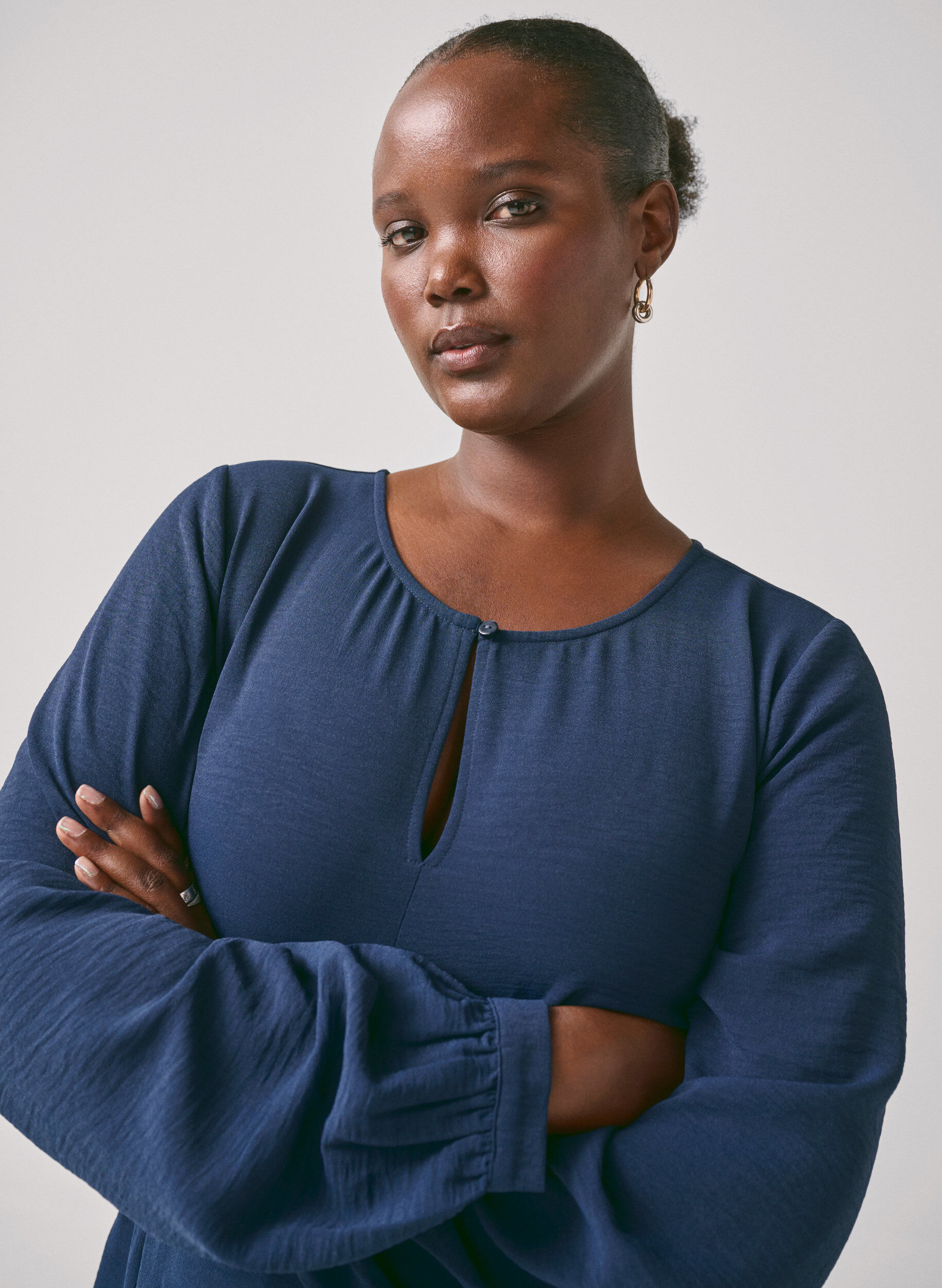 ZizziLang&auml;rmliges Kleid mit Bindeg&uuml;rtel, Navy Blazer, Image image number 0