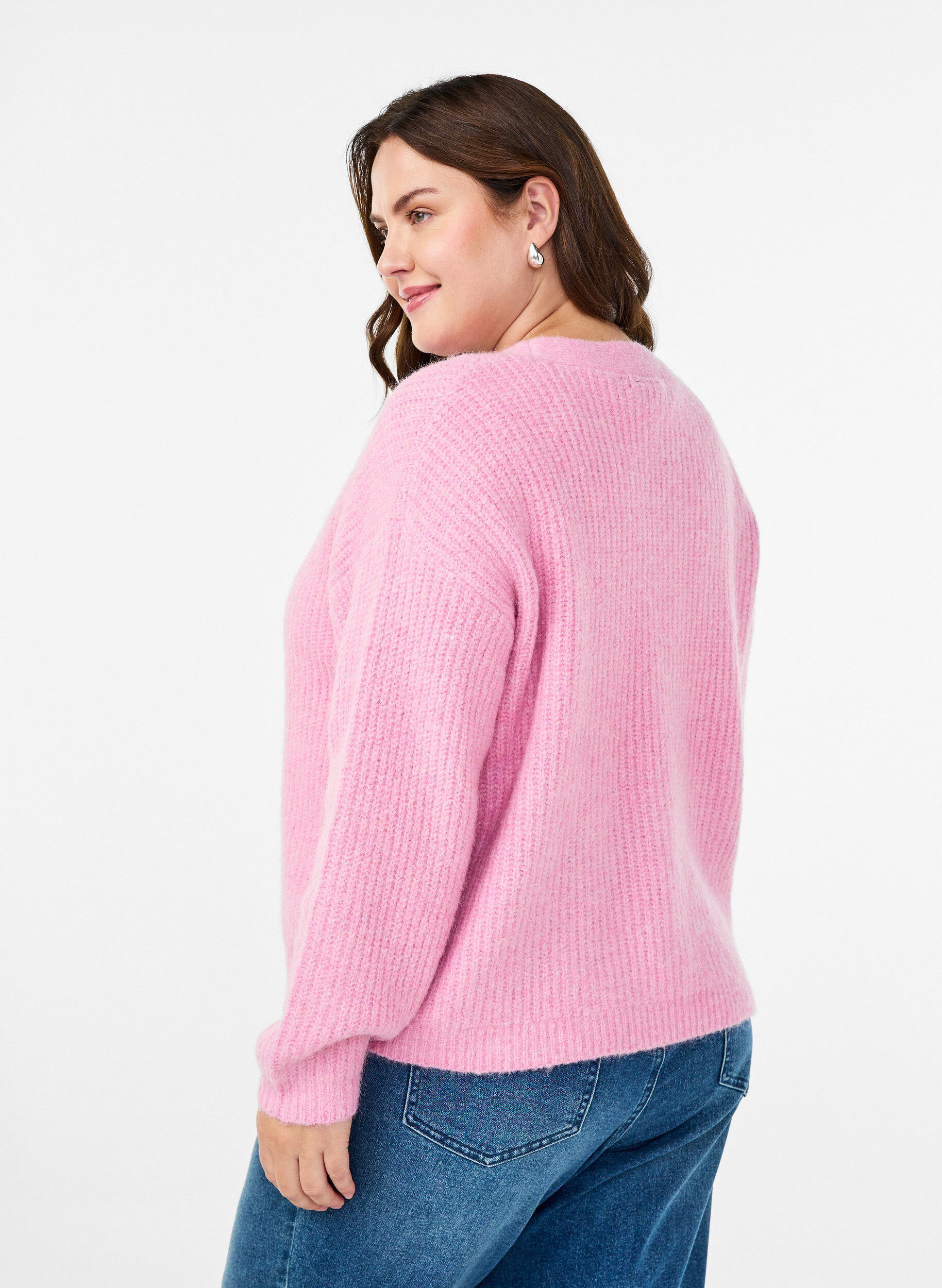 ZizziStrickjacke mit V-Ausschnitt, Pink, Model image number 2