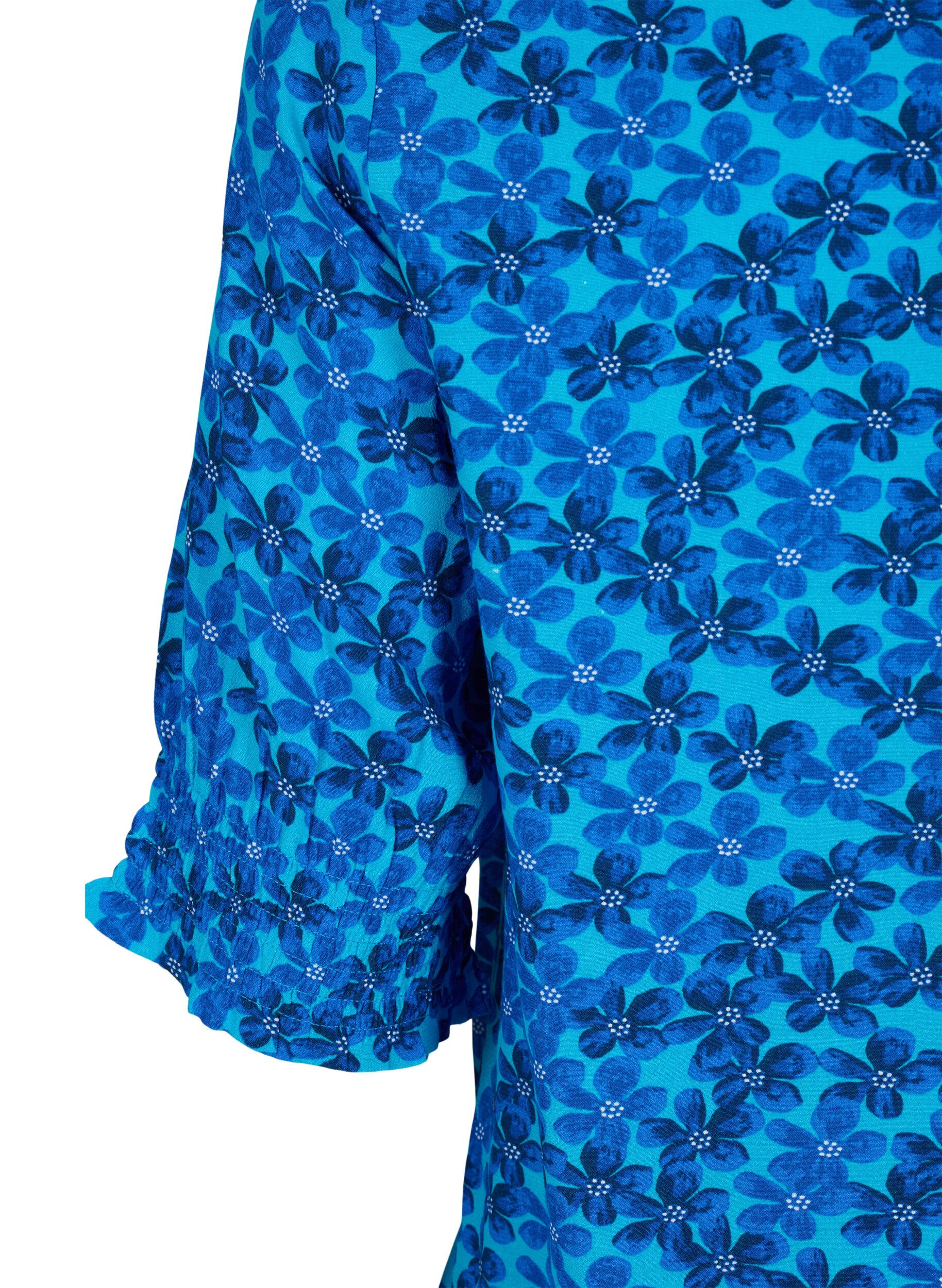 Zizzi Viskosebluse mit Kn&ouml;pfen, Blue Small Flower, Packshot image number 3