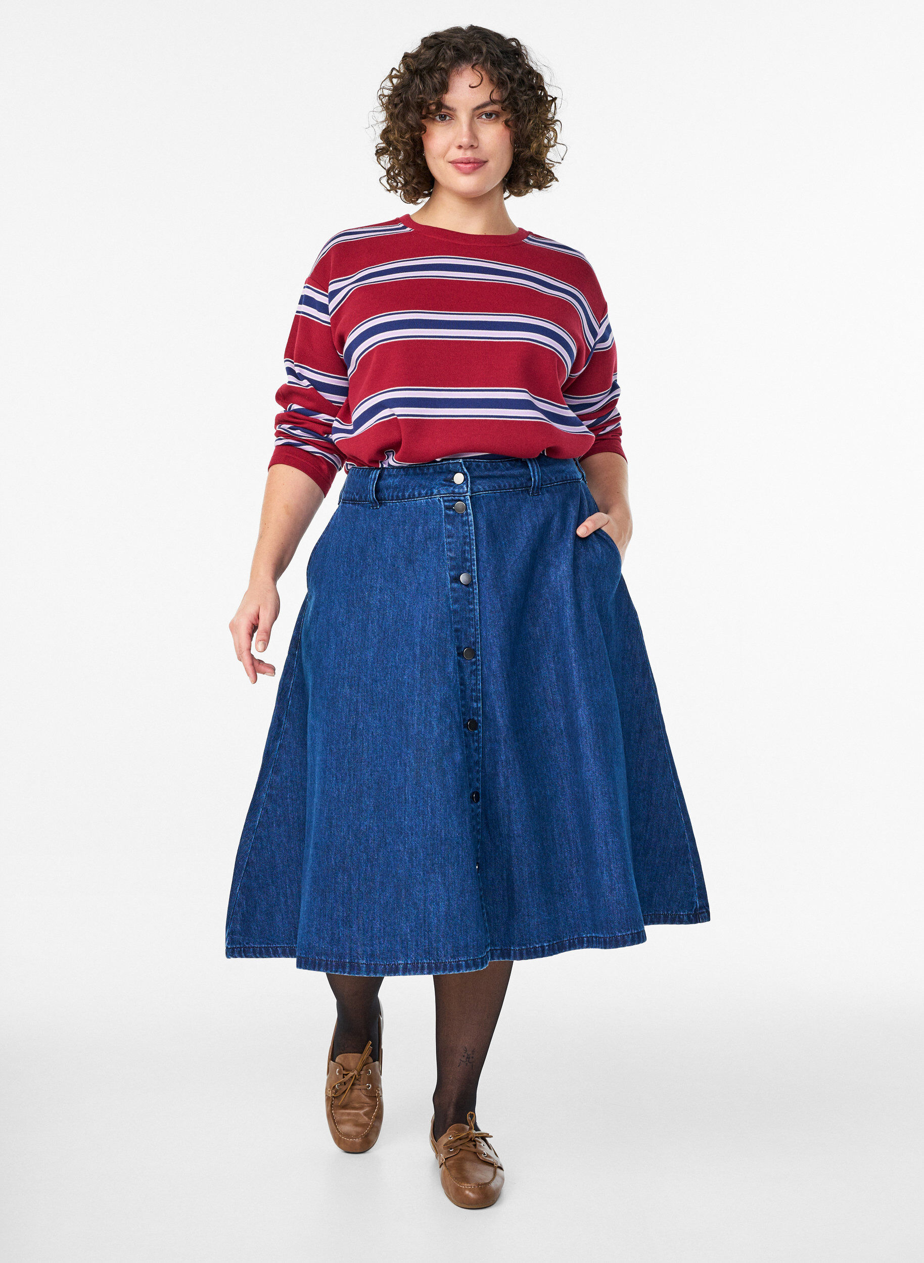 ZizziBluse aus Jersey mit breiten Streifen, Rot, Model image number 1