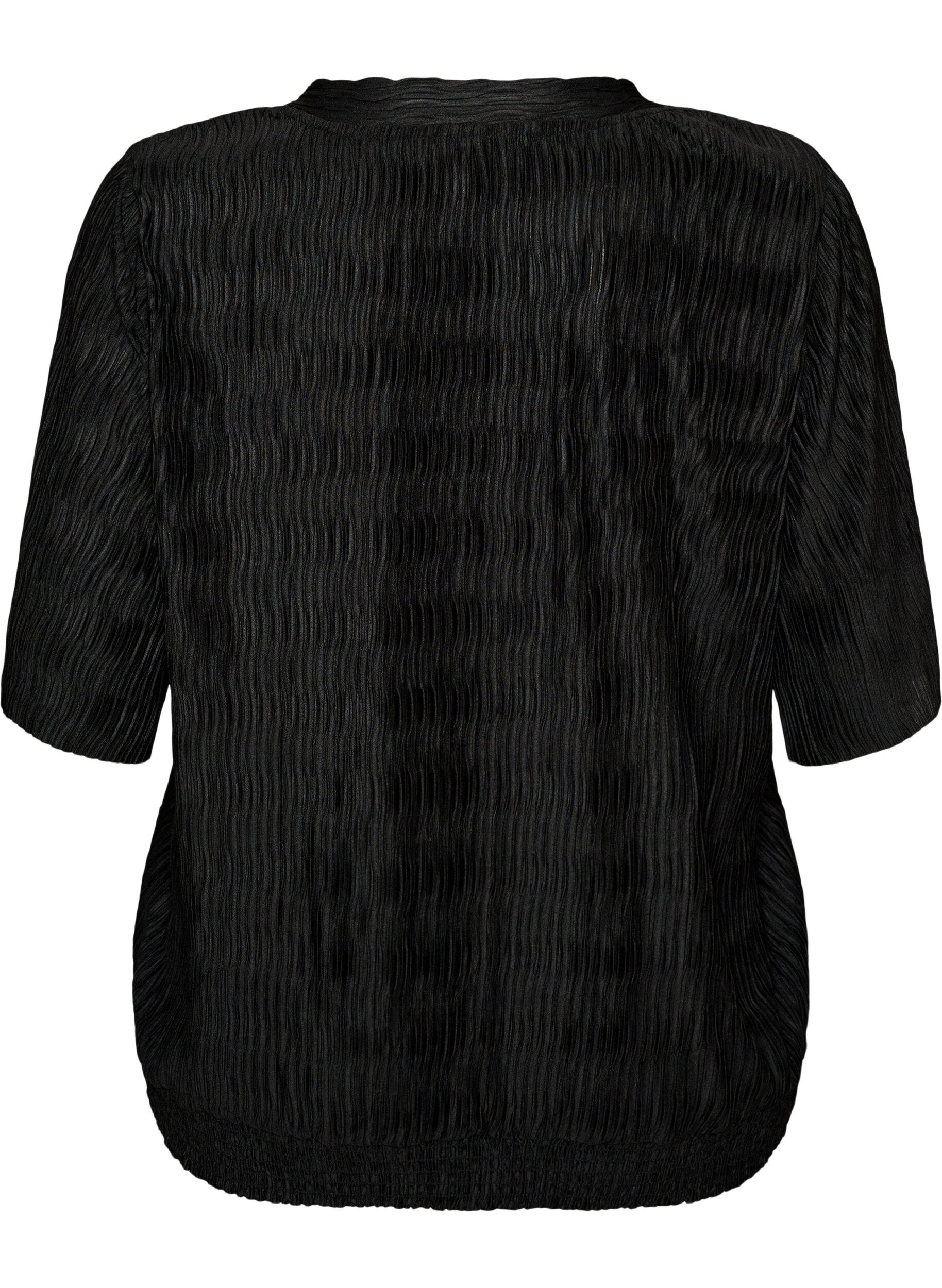 ZizziBluse mit welliger Struktur und Ballonform, Schwarz, Packshot image number 1