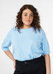 Fein gestrickte Bluse mit kurzen &Auml;rmeln, Blau, Model image number 0