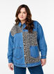 Jeanshemd mit Leopardenmuster-Details, Blau, Model image number 0