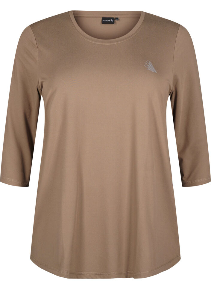 Trainingsshirt mit 3/4-Ärmeln, Beige, Packshot image number 0