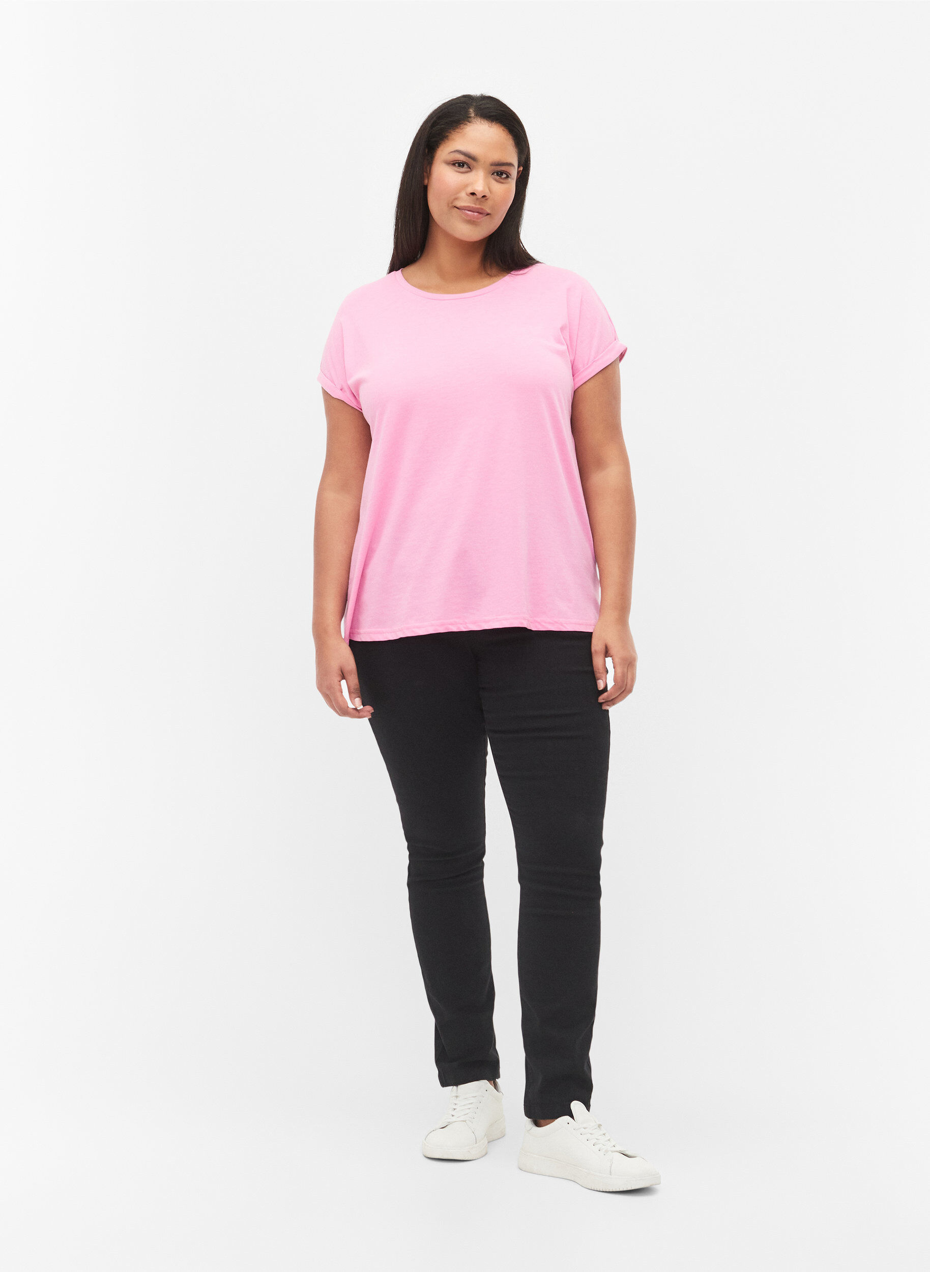 ZizziKurz&auml;rmeliges T-Shirt aus einer Baumwollmischung, Pink, Model image number 1