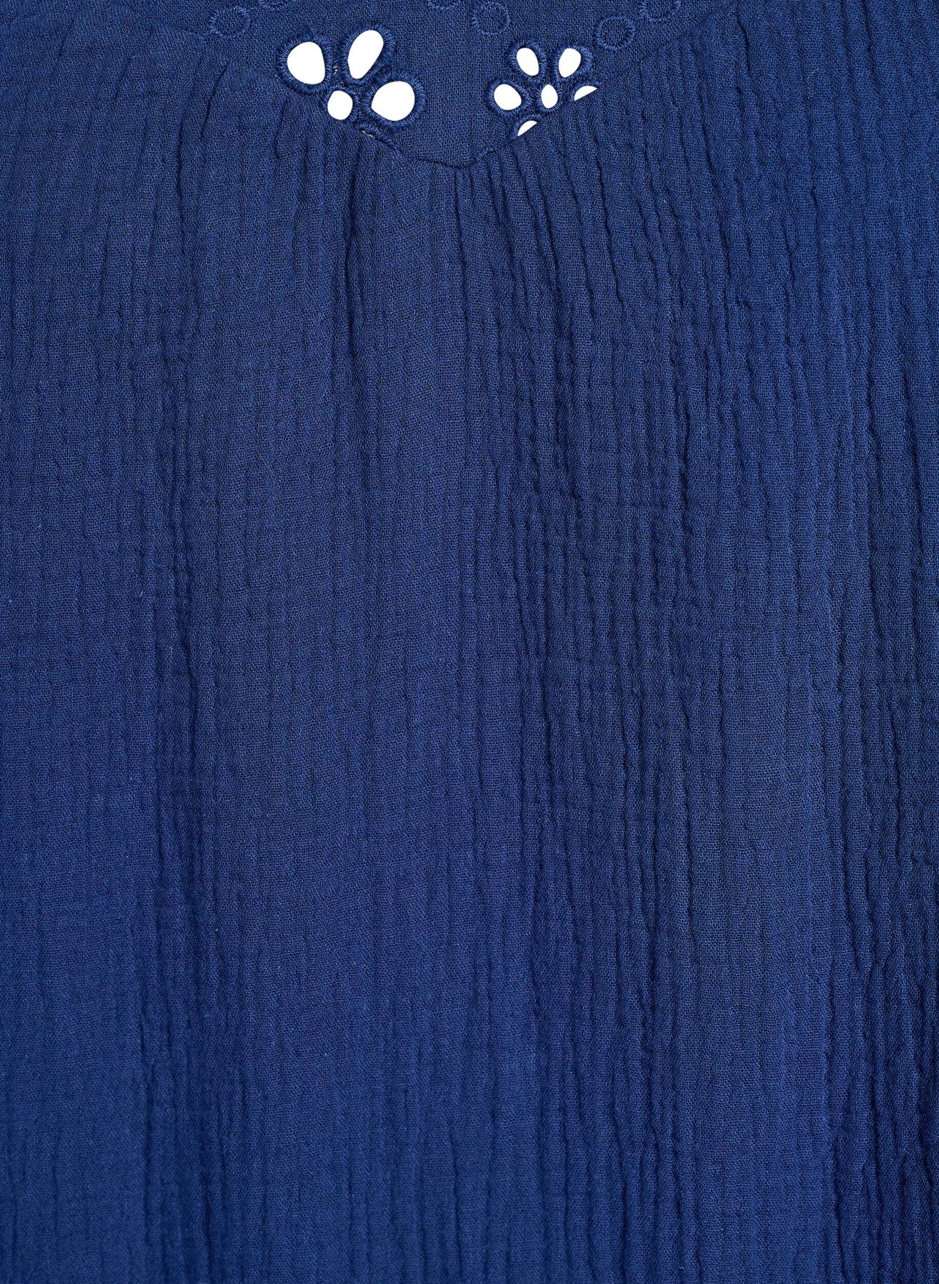 ZizziBluse aus Baumwoll-Musselin mit Broderie Anglaise und 1/2-&Auml;rmeln, Blau, Packshot image number 2