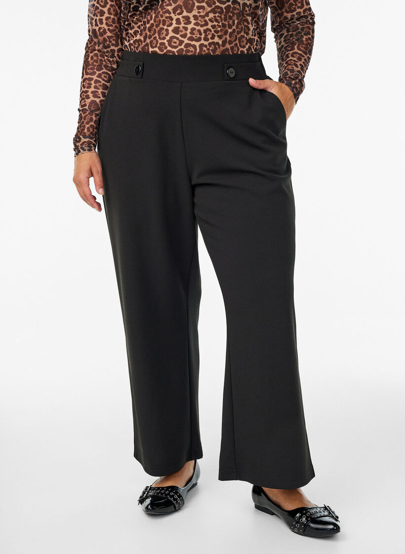 Lockere Hose mit Taschen, Schwarz, Model image number 2