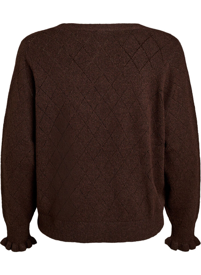 Strickjacke mit Harlekinmuster und V-Ausschnitt, Braun, Packshot image number 1