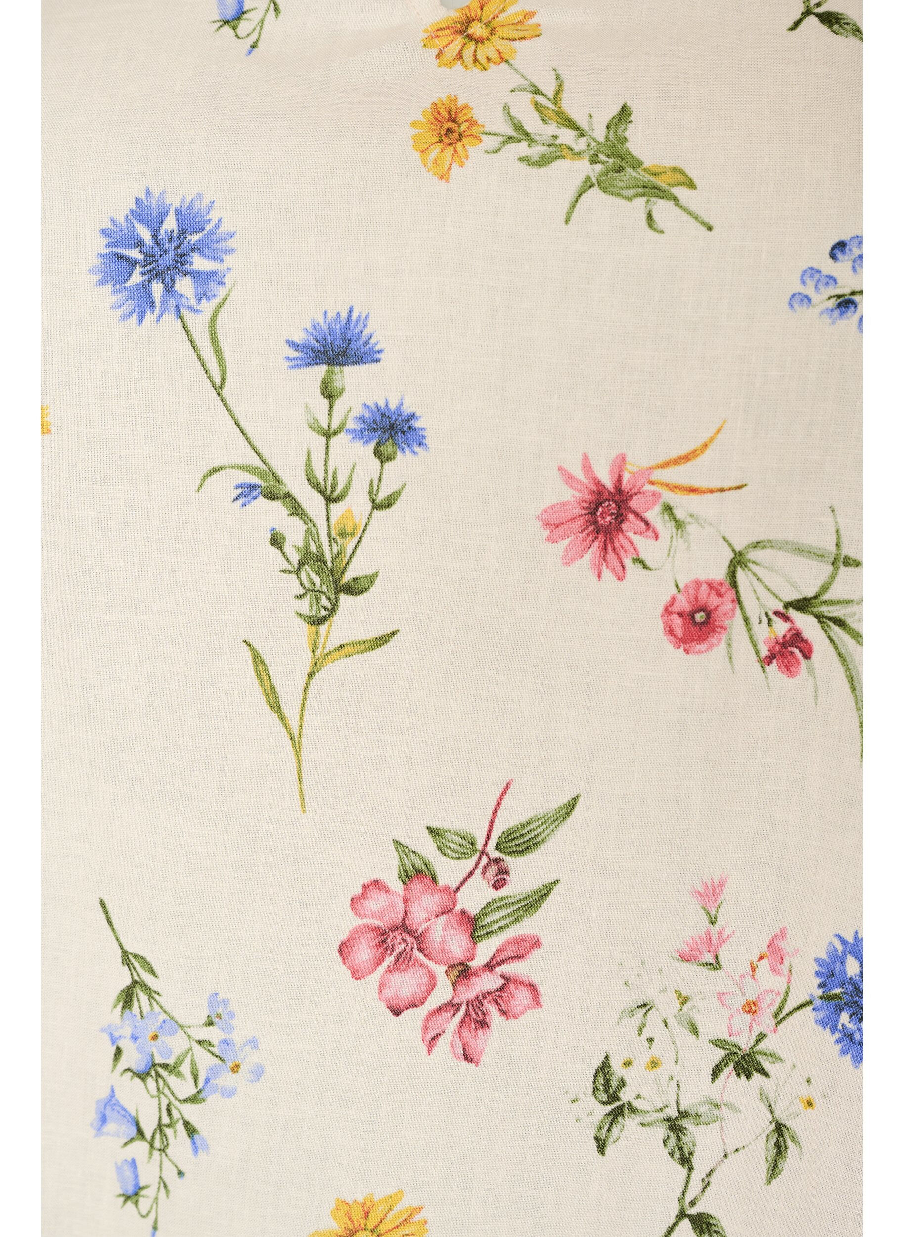 ZizziBluse aus Viskose und Leinen mit R&uuml;schen&auml;rmeln, Beige, Packshot image number 2