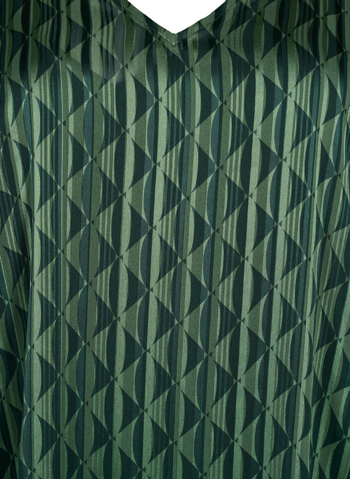 Langärmliges Kleid mit V-Ausschnitt und Druck, Scarab AOP, Packshot image number 2