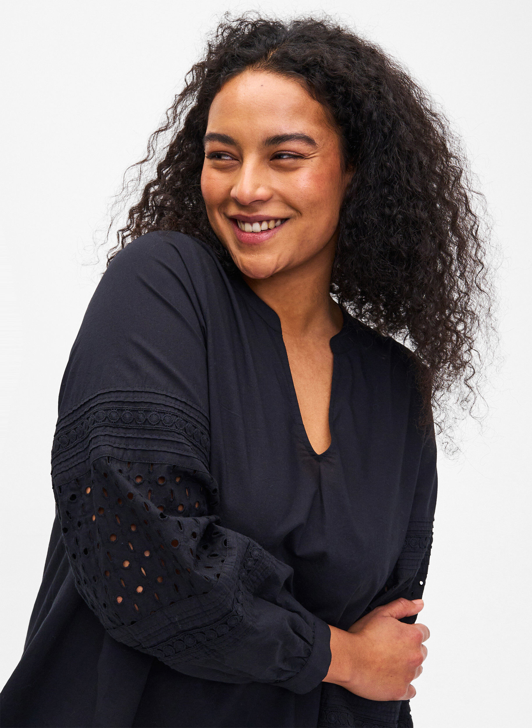 ZizziLangarmbluse mit dekorativen Details, Black, Model image number 2