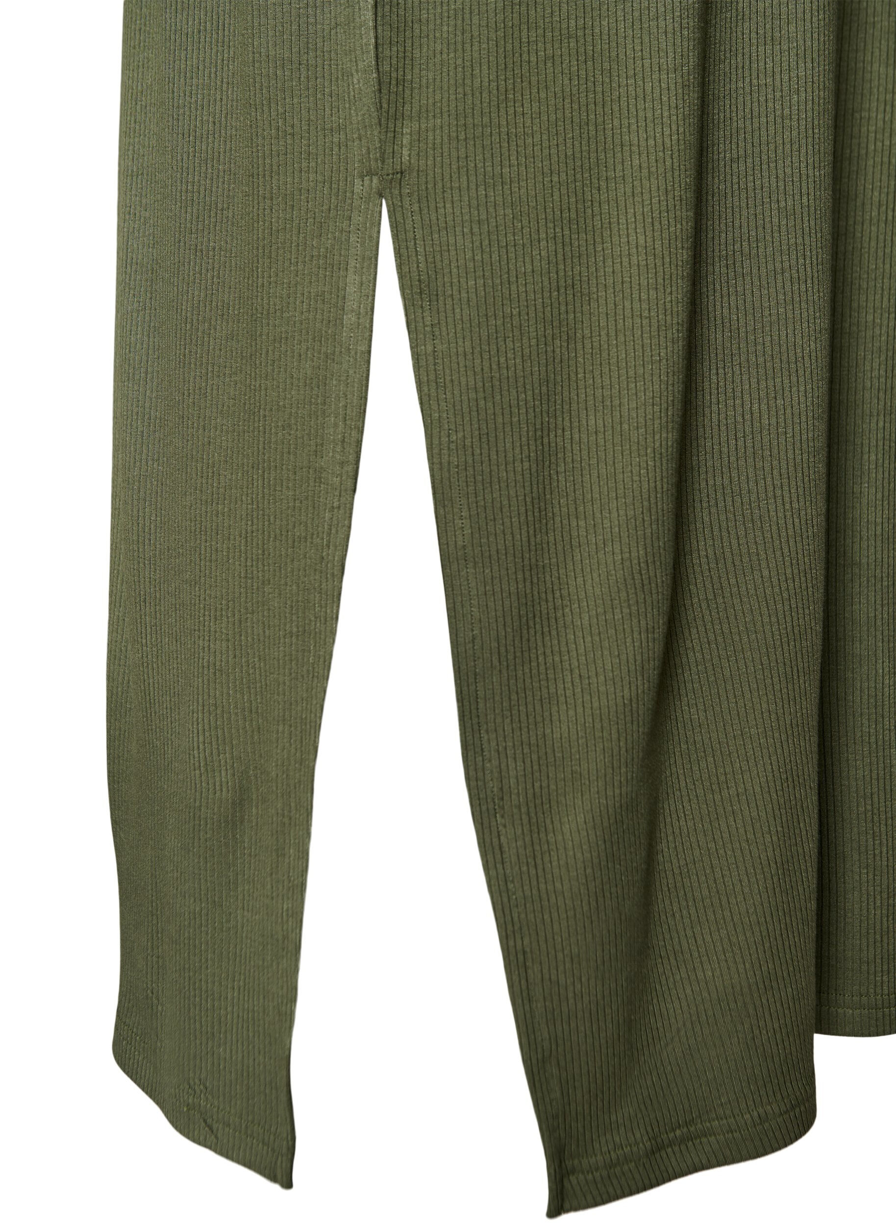 Zizzi&Auml;rmelloses geripptes Kleid aus Viskose, Gr&uuml;n, Packshot image number 3