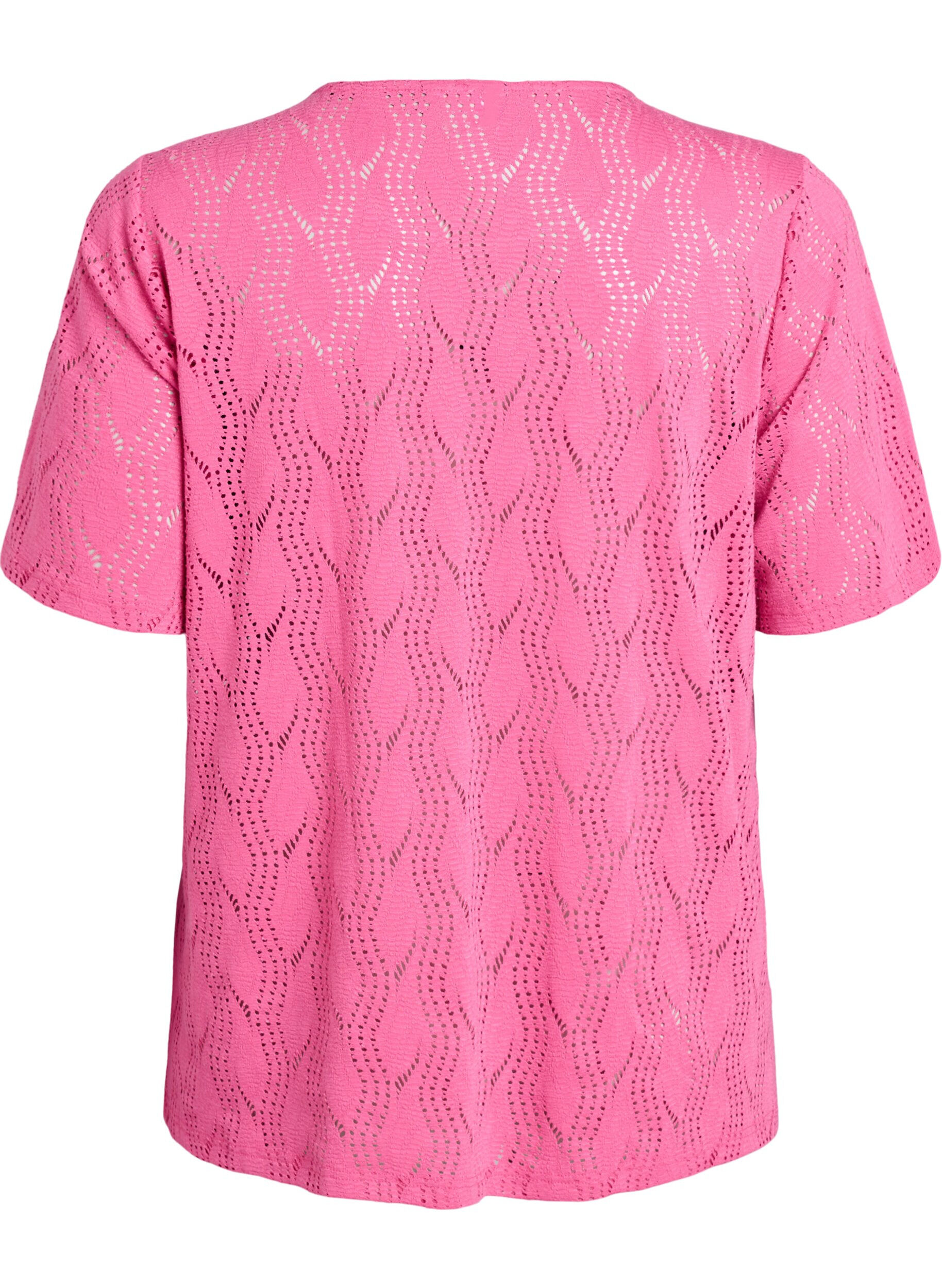 ZizziJersey-Shirt mit Lochmuster, Pink, Packshot image number 1
