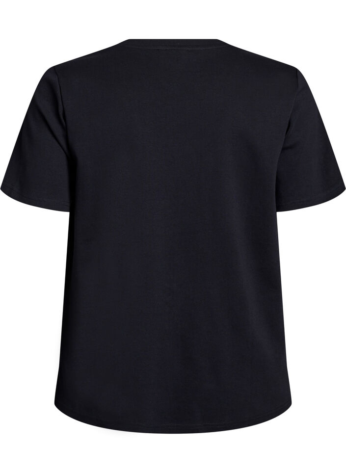 Basic-T-Shirt mit V-Ausschnitt aus Bio-Baumwolle, Schwarz, Packshot image number 1