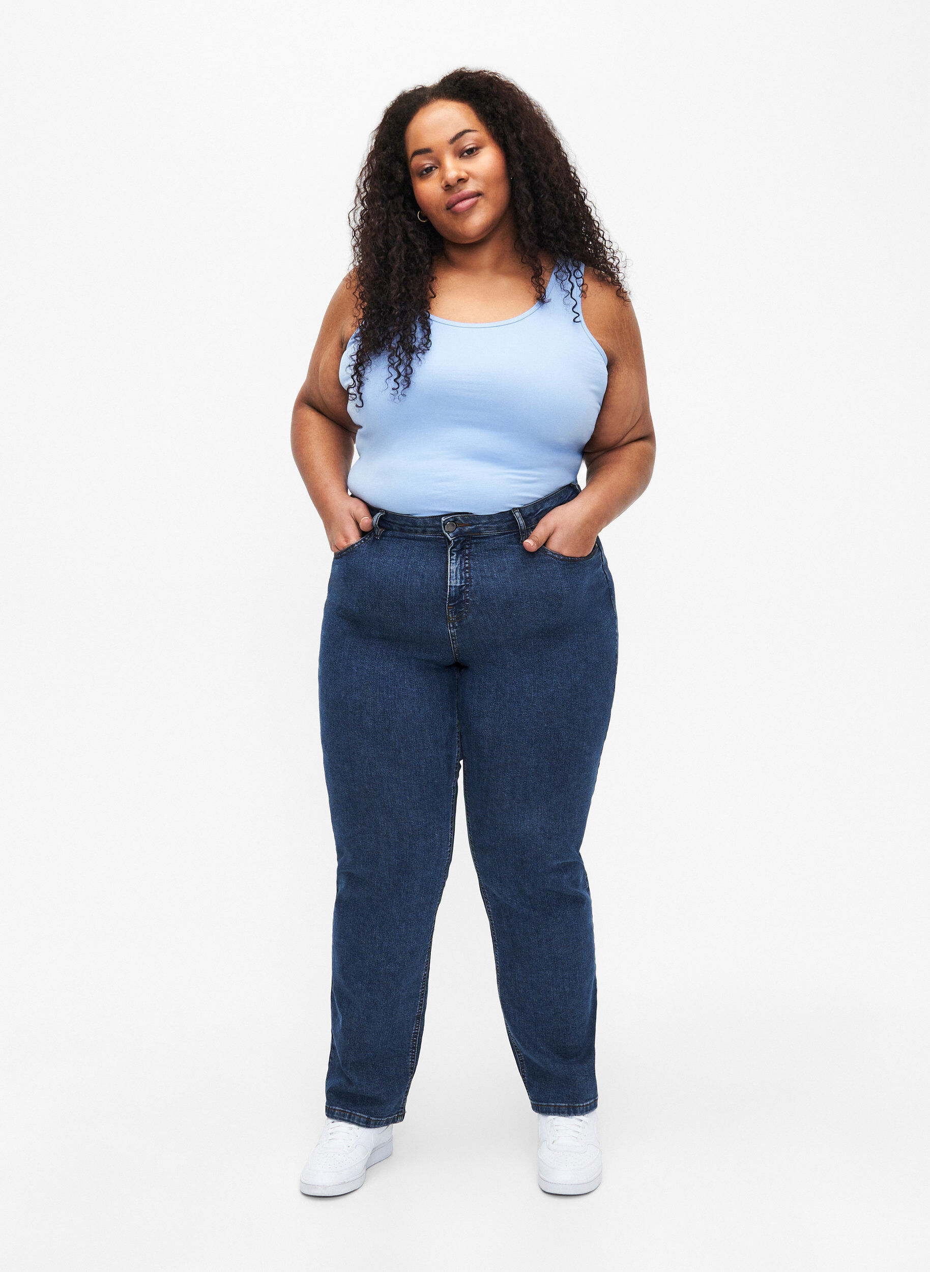 ZizziSolide Farbe Grundoberteil aus Baumwolle, Blau, Model image number 1