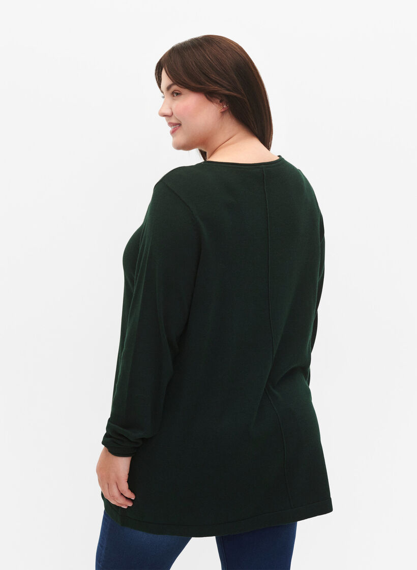 Gestrickte Bluse aus Baumwoll-Viskose-Mischung, Gr&uuml;n, Model image number 2