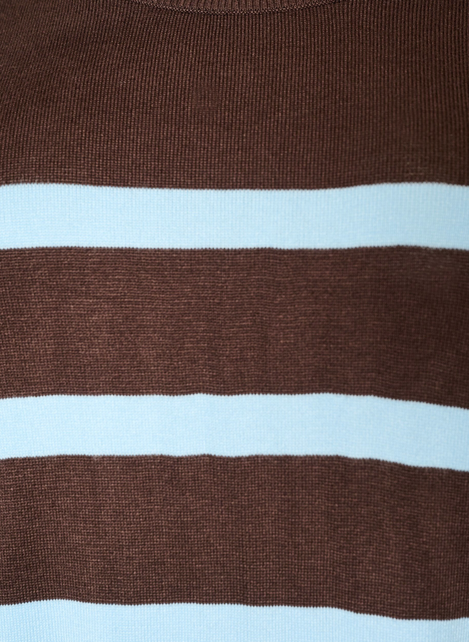 ZizziGestreiftes Stricktop mit kurzen &Auml;rmeln, Braun, Packshot image number 2
