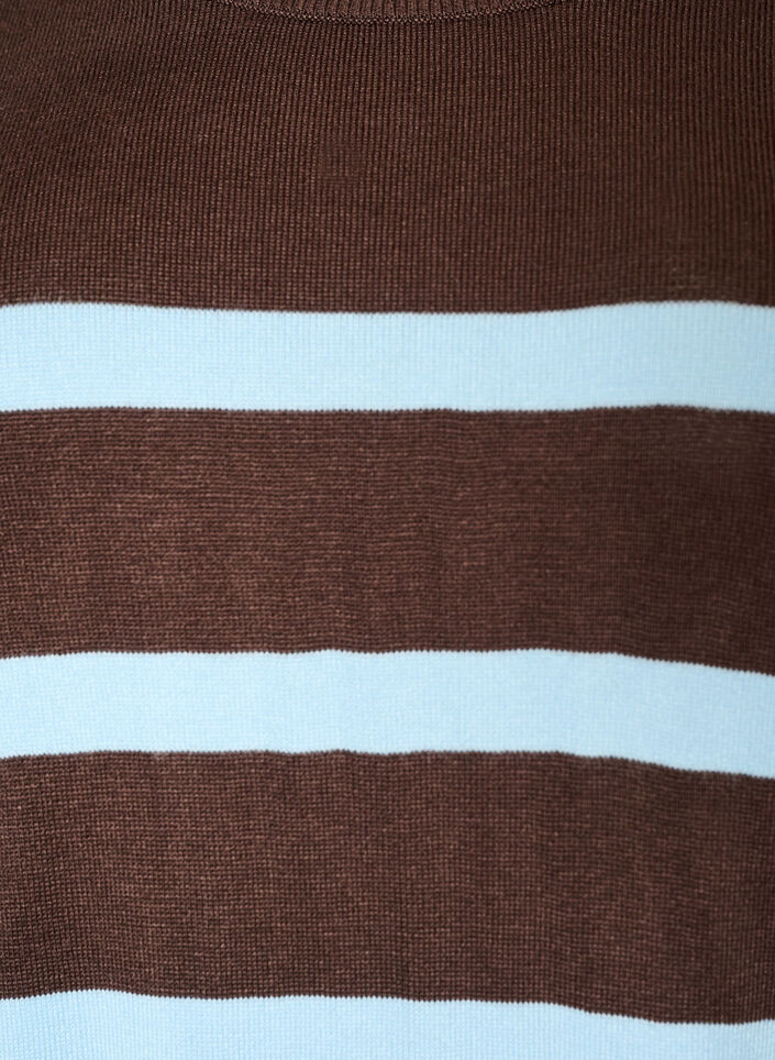 Gestreiftes Stricktop mit kurzen &Auml;rmeln, Braun, Packshot image number 2