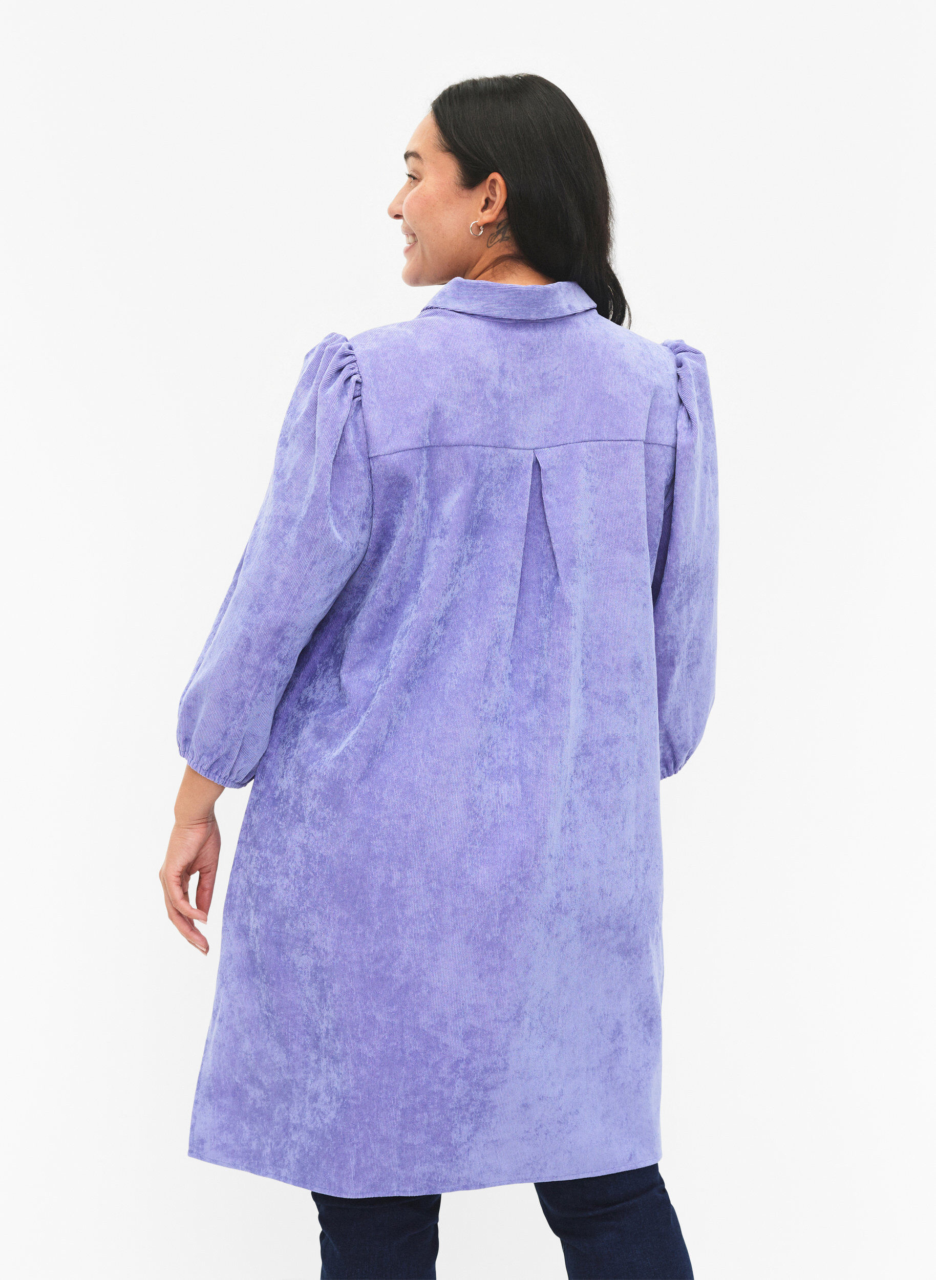 ZizziKordkleid mit 3/4 &Auml;rmeln und Kn&ouml;pfen, Lavender Violet, Model image number 1
