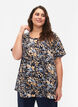 FLASH - Bluse mit kurzen &Auml;rmeln und Print, Brown Blue Flower, Model image number 0
