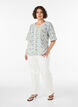 Kurz&auml;rmelige Bluse aus Baumwolle mit V-Ausschnitt, Blau, Model image number 1