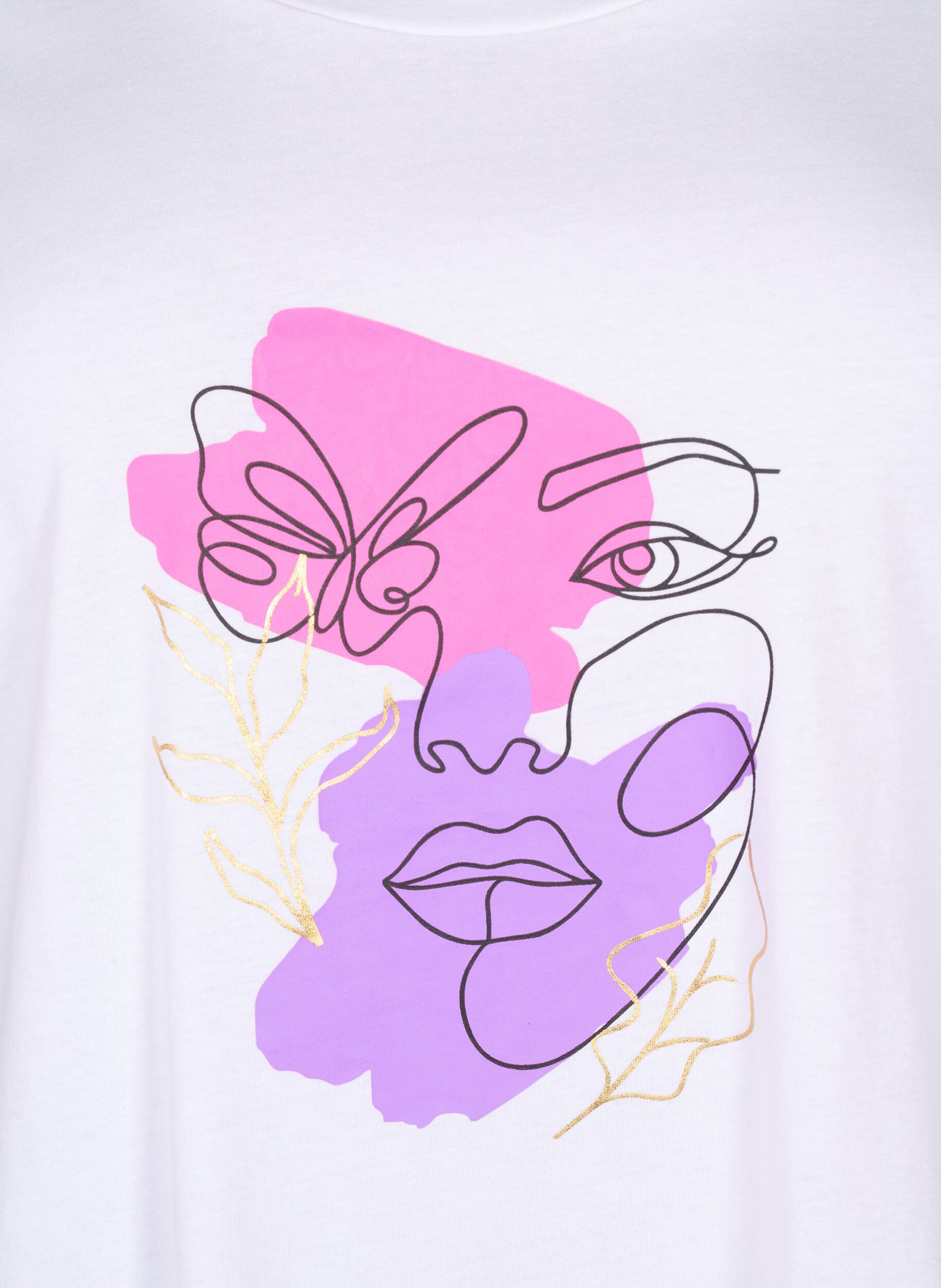 ZizziBaumwoll-T-Shirt mit Motiv, B. White w. Face, Packshot image number 2