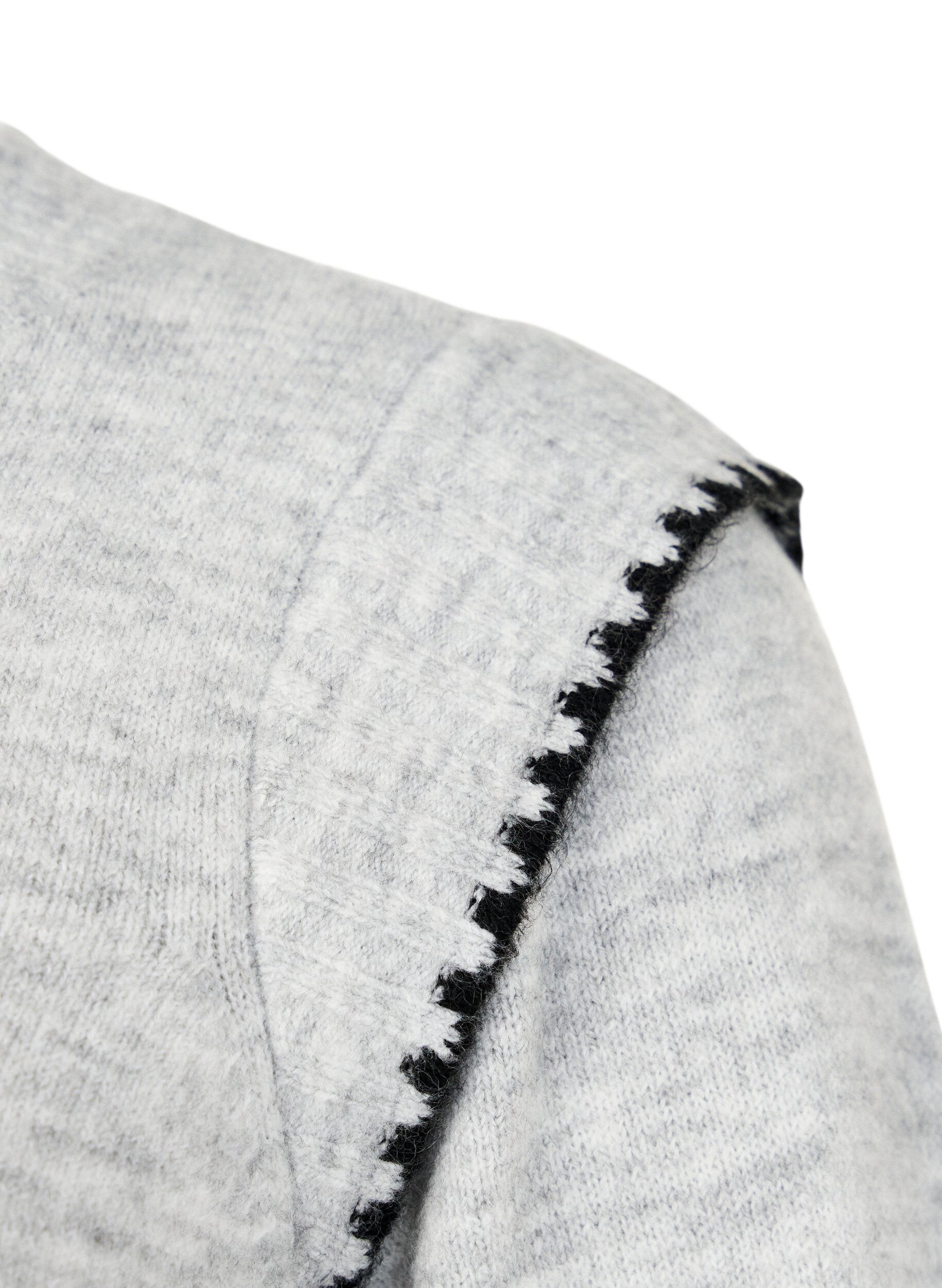 Zizzi Strickbluse mit Kontrastn&auml;hten, LGM Black Edges, Packshot image number 3