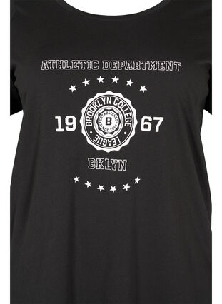 Kurzärmeliges Baumwoll-T-Shirt mit Druck, Black, Packshot image number 2