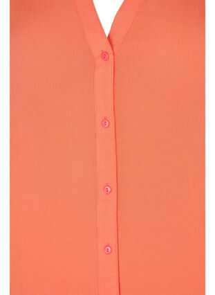 Kurzärmeliges Viskose-Shirt mit V-Ausschnitt, Living Coral, Packshot image number 2