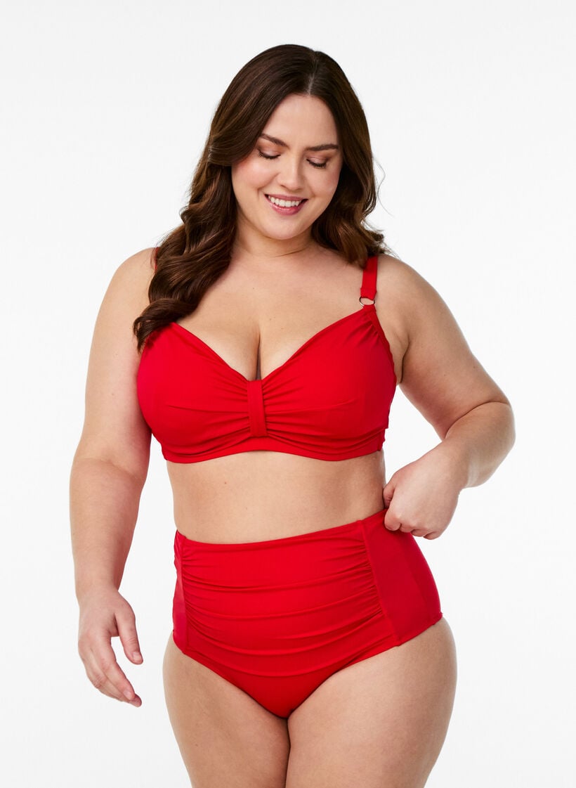 Bikini-Unterteil mit hoher Taille, Rot, Model image number 0