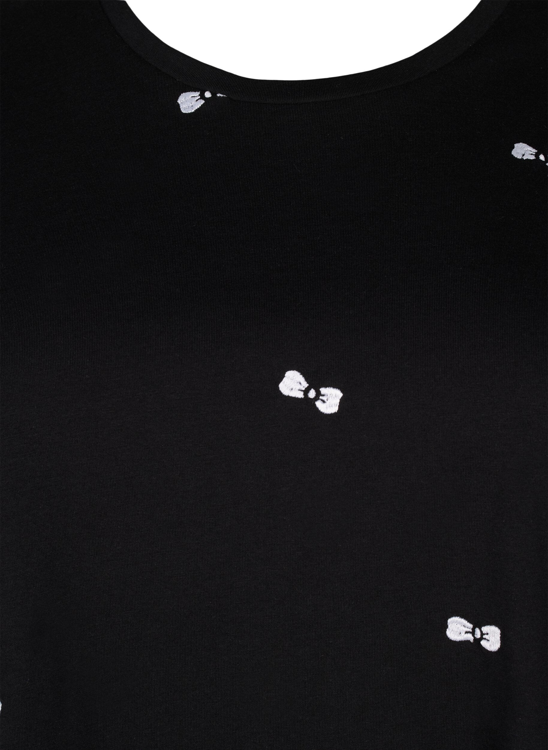 ZizziT-Shirt aus Bio-Baumwolle mit Schleifen, Black W. Bow Emb. , Packshot image number 2