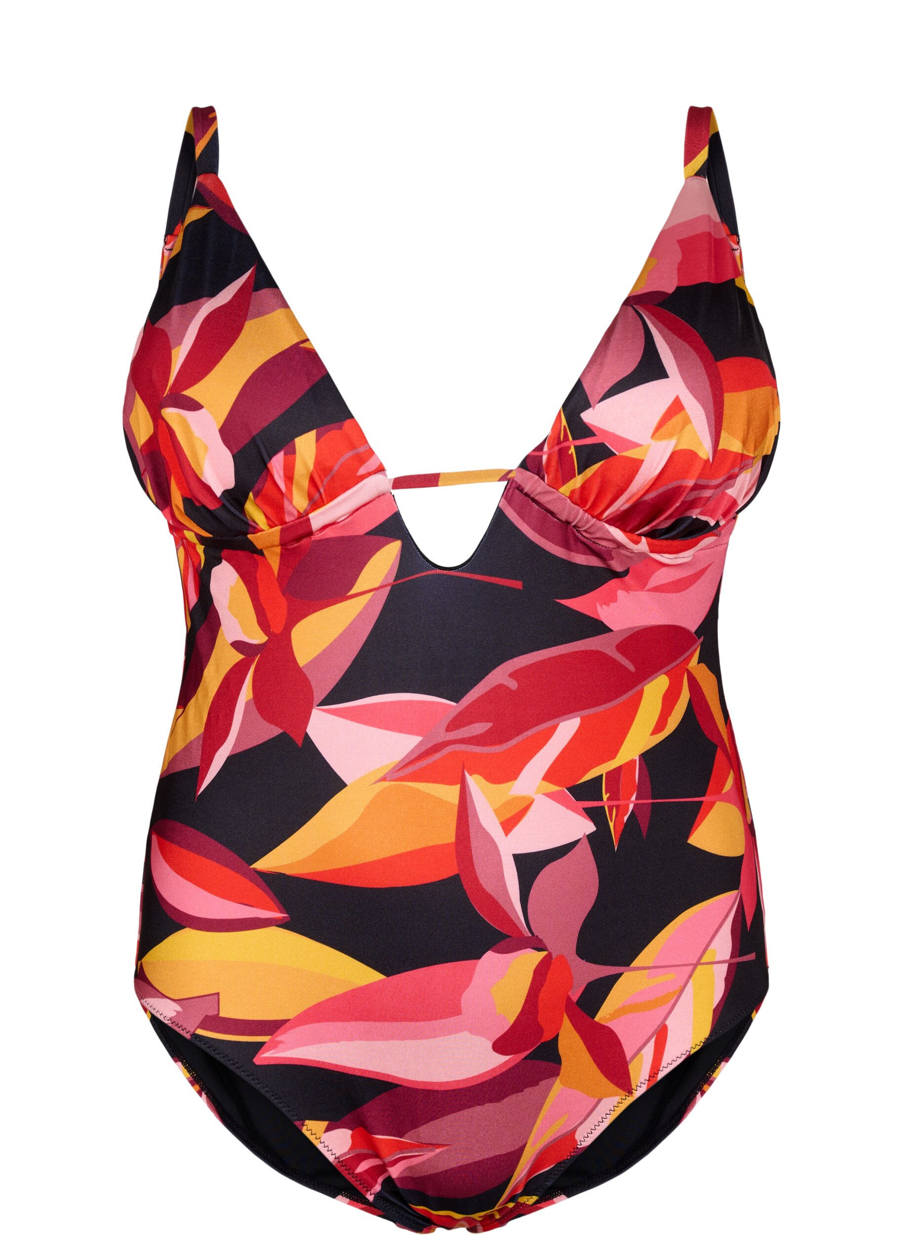 Badeanzug mit V-Ausschnitt und Schn&uuml;rdetails